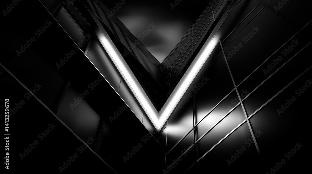 Aufkleber modern architectural lines create a striking visual in black and white at twilight