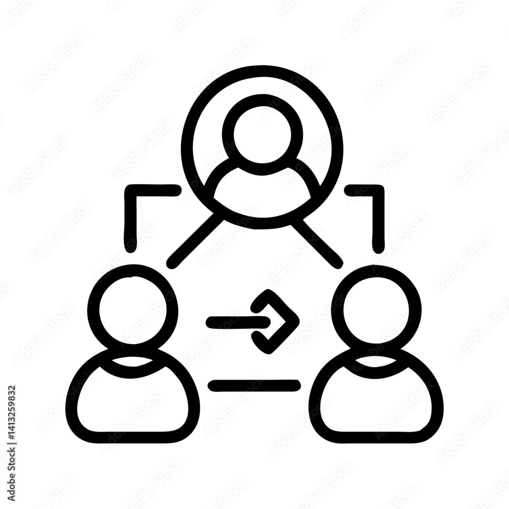 Poster teamwork collaboration diagram leadership connection network management structure icon vector design