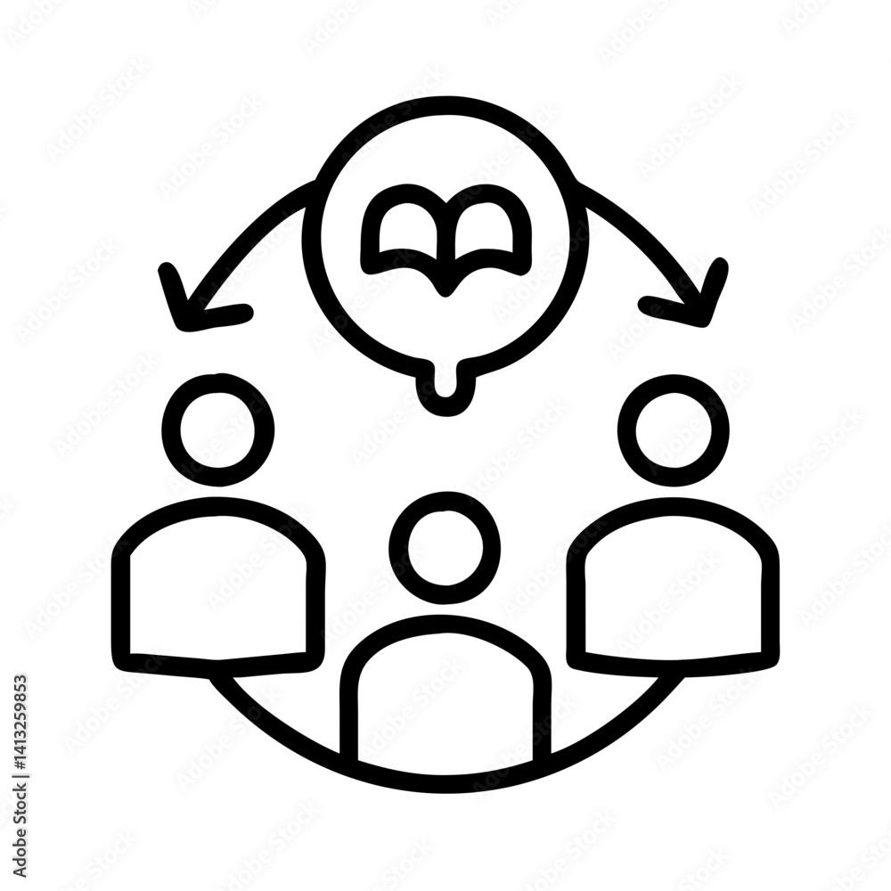 Poster knowledge sharing group icon vector for learning community and collaboration platform design concept
