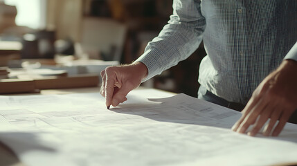 Mining engineer planning excavation projects at a mining site. Featuring project management and operational planning