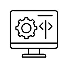 Computer programming software development coding engineering gear icon technology solution design system