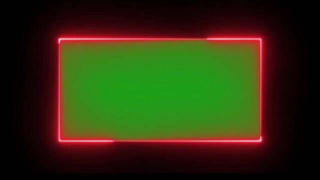 neon light frame for game streaming video on green background