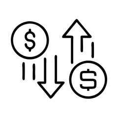 Money transfer currency exchange dollar finance investment cash flow transaction rate icon vector