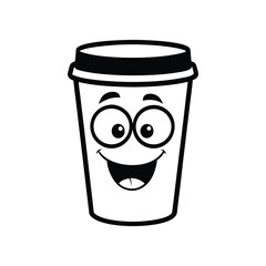 a black outline cartoonish a papoer coffee cup vector illustration .eps