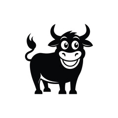 a black outline cartoonish bull vector illustration .eps