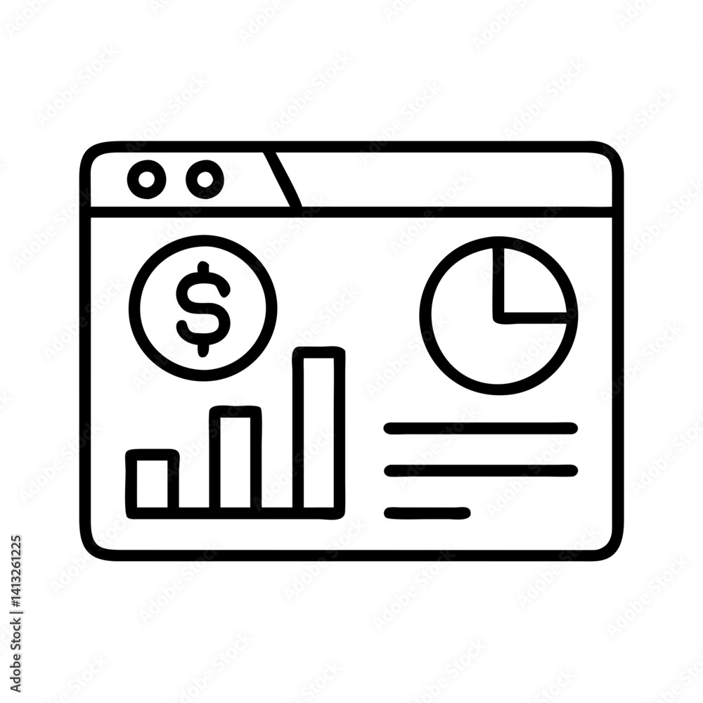 Aufkleber financial data analysis dashboard with charts graphs and dollar symbol for business insights