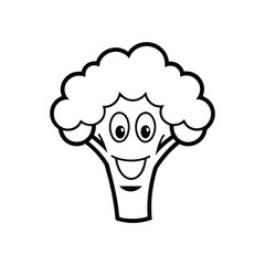 black a outline cartoonish a broccoli vector illustration .eps