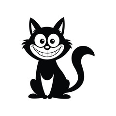a black outline cartoonish a cat vector illustration.eps