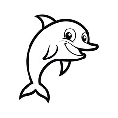 Fototapeta premium a black outline cartoonish a dolphin.eps
