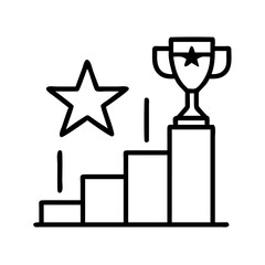 Achievement award trophy star podium vector icon for success and winner celebration design