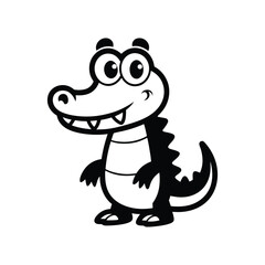 a black outline cartoonish a alligator.eps