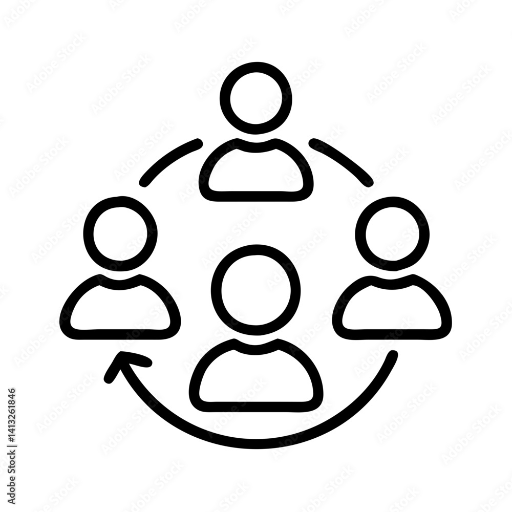 Aufkleber teamwork collaboration cycle diagram showing team members working together in a circle process