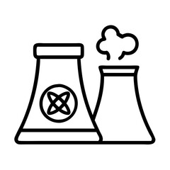 Nuclear power plant energy industry electricity station reactor atomic energy generation icon vector