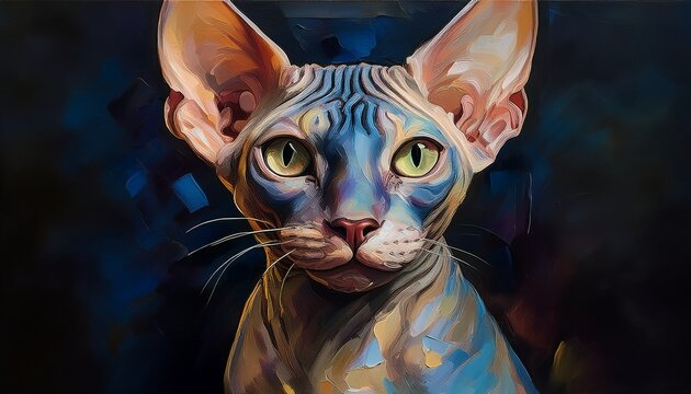 &Ouml;lgem&auml;lde Sphynx Katze