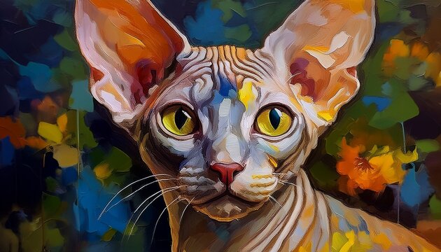 &Ouml;lgem&auml;lde Sphynx Katze