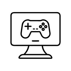 Illustration of a gaming monitor with a controller icon for esports and video game design asset