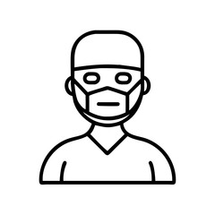 Illustration of doctor wearing mask surgical cap for healthcare and medical concept design