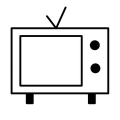 A sleek and simple outline-style illustration of a television, featuring clean lines and a modern, minimalist design. 