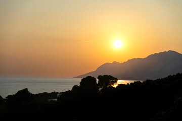 Sunset Over the Adriatic Sea in Brela, Croatia