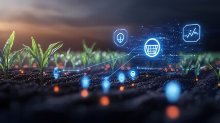 Innovative agricultural technology smart farming solutions digital landscape data visualization agricultural environment futuristic viewpoint