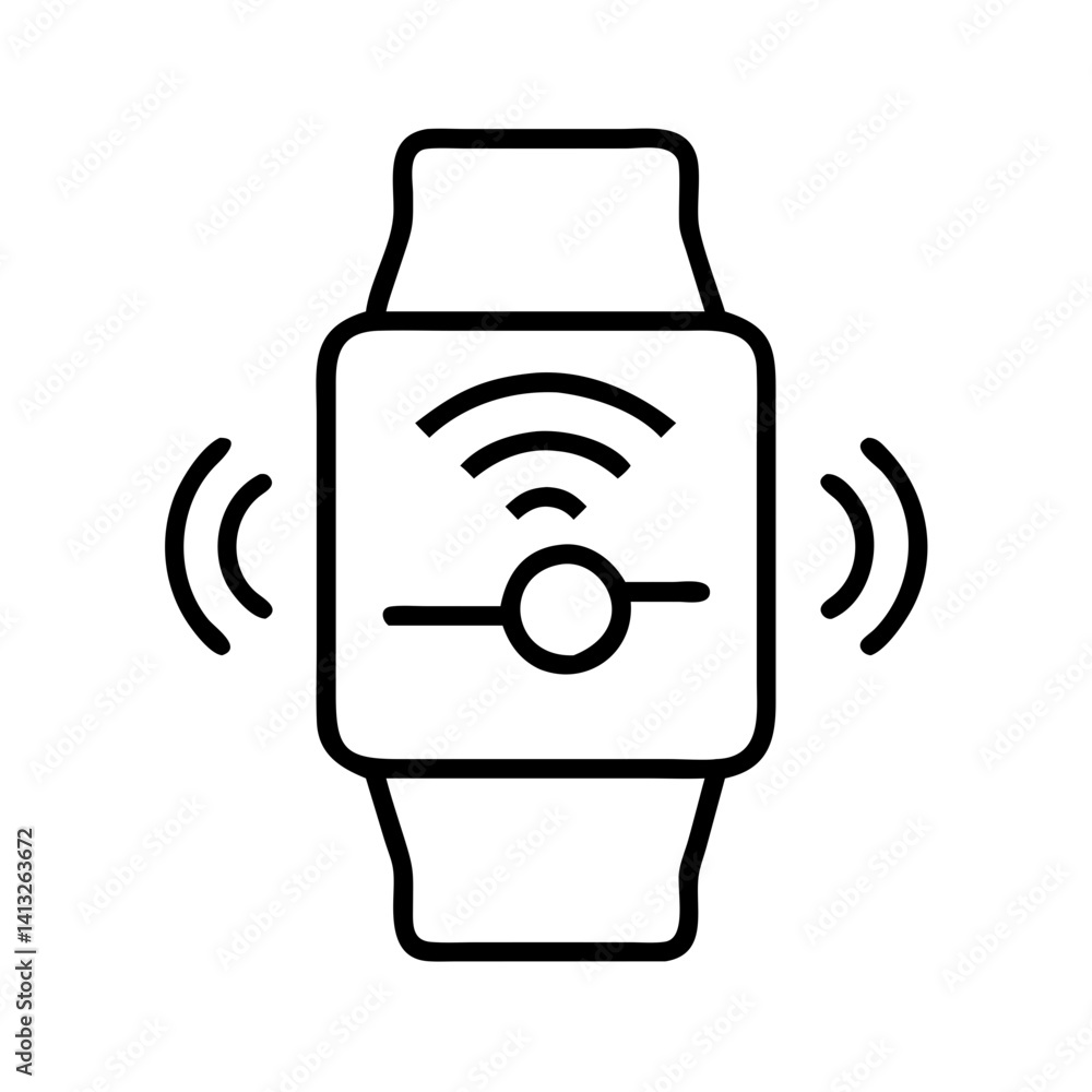 Poster illustration of smart watch with wifi connection signal wearable technology device design vector