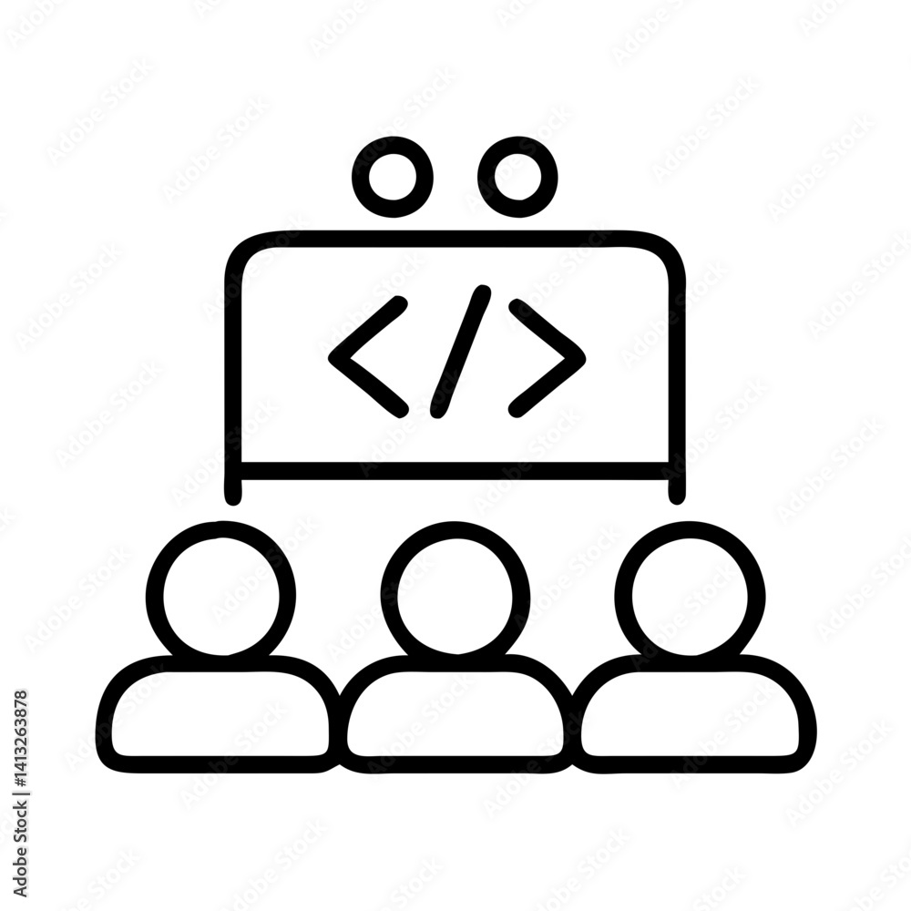 Aufkleber Coding conference icon vector illustration for software development and programming event design