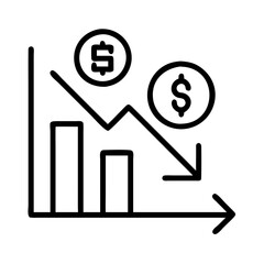 Financial loss chart graph money dollar decrease business investment economy market down trend decline diagram