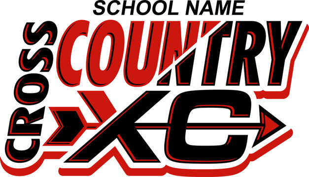 cross country team design with crossed arrows for school, college or league