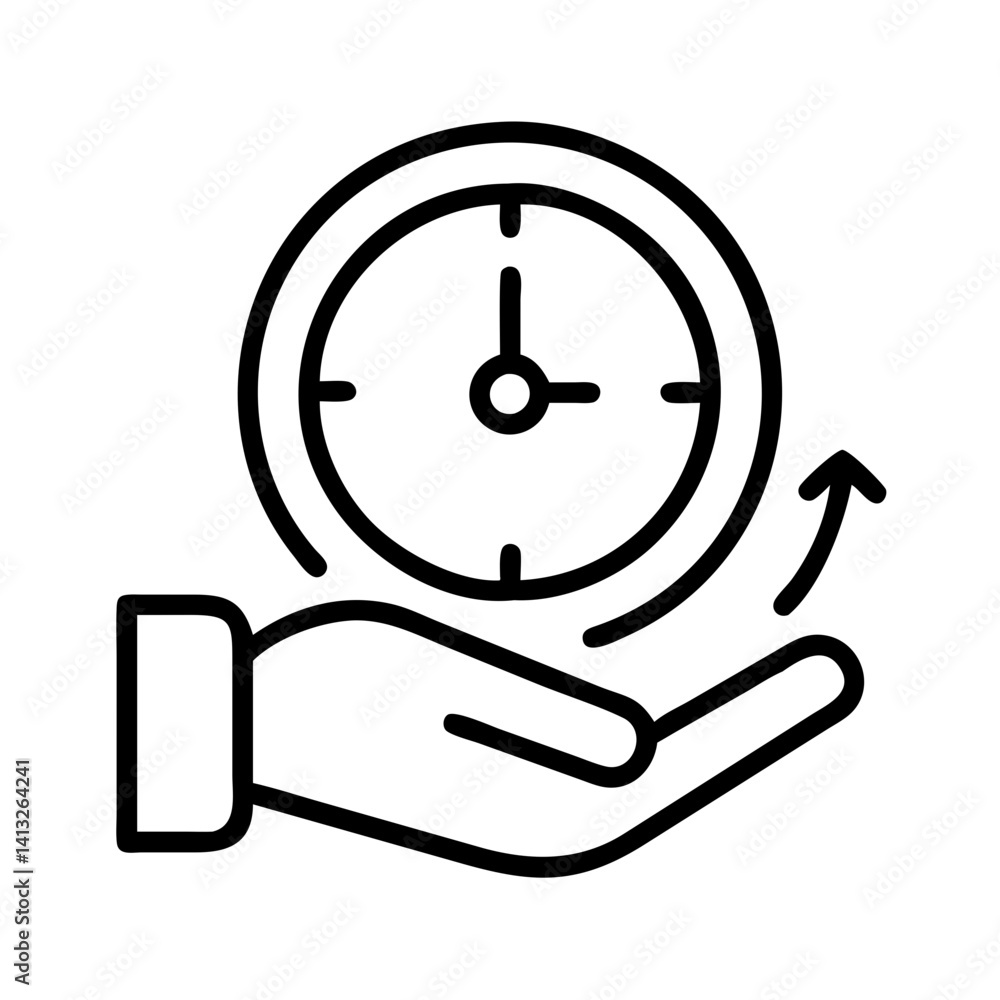 Poster time management productivity hand clock arrow efficiency deadline schedule appointment control