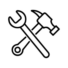 Isolated hammer and wrench icon vector illustration for construction and repair work needs
