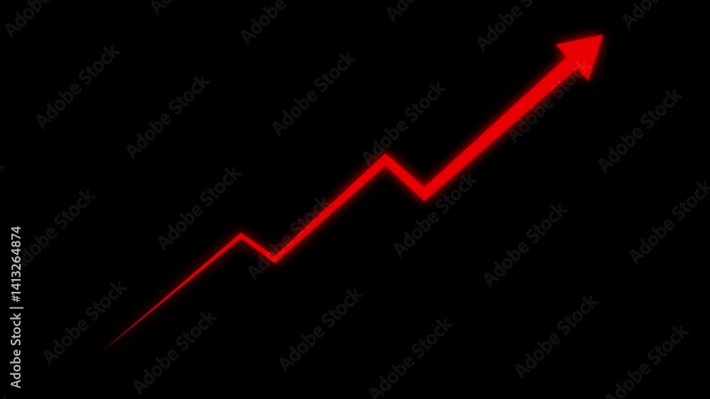 Poster business growth arrow and graph chart animation with usd dollar counting. abstract glowing business 