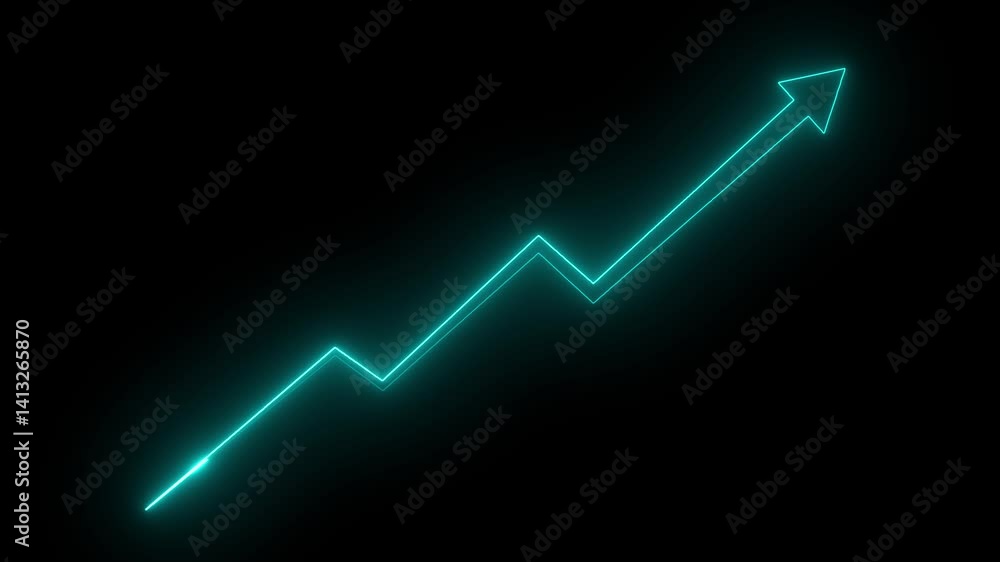 Aufkleber business growth arrow and graph chart animation . abstract glowing business arrow icon animation vid