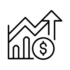 Financial growth chart and dollar coin representing business investment and economic success diagram