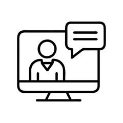 Online meeting vector icon, video conference call, virtual communication, webinar and training session