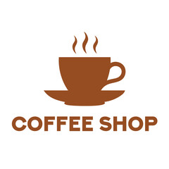 Coffee shop logo with steaming cup icon