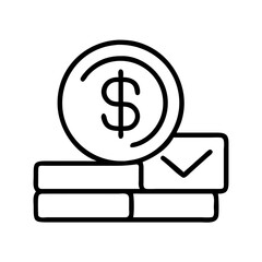 Illustration of coin currency money dollar finance investment payment savings wealth icon line art