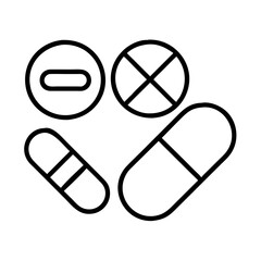 Medicine pills capsules drugs medication pharmacy treatment health care illness remedy tablets icon