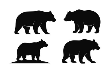 Fototapeta premium Set of Grizzly Bear Silhouette vector illustration