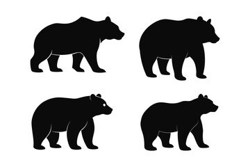 Fototapeta premium Set of Grizzly Bear Silhouette vector illustration
