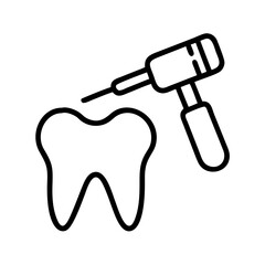 Dental treatment illustration: tooth decay prevention and oral hygiene with dentist drill tool