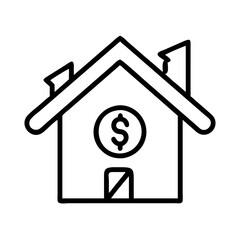 House icon real estate property investment home loan mortgage finance dollar sign symbol outline