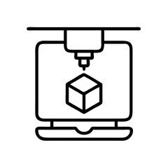3d printer icon vector illustration for manufacturing additive technology and prototyping design