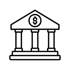 Bank building icon finance banking financial institution investment money currency wealth symbol