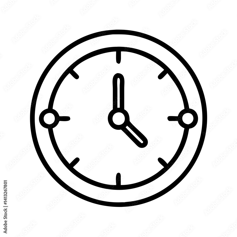 Poster outline clock time watch timer hour minute second deadline appointment schedule alarm icon design