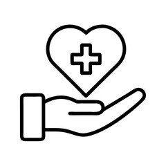 Obraz premium Healthcare hand heart medical care health support charity donation aid wellness concept line
