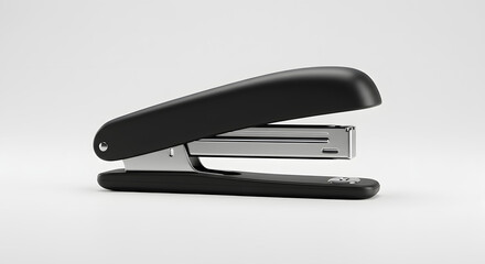 Black Stapler on White Background for Office or School Supplies
