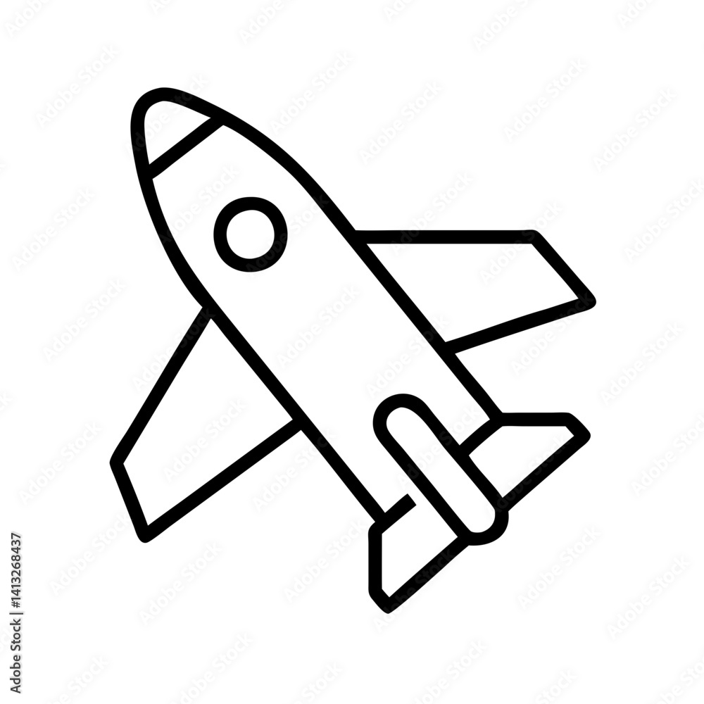 Poster illustration of a rocket ship spacecraft spaceship launch vector graphic line art design icon image