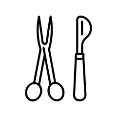 Outline surgical instruments vector illustration of scalpel and scissors for medical use design