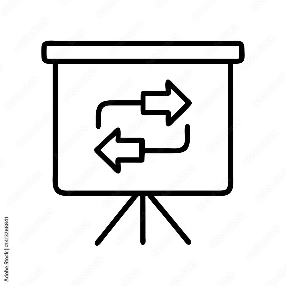 Poster presentation flip chart with arrows for business strategy and data analysis concept design