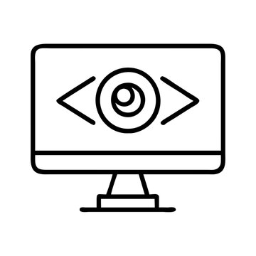 Computer monitor with code eye for web development and design seo vector graphic icon element